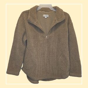 Womens Koolaburra By Ugg Tan Fuzzy Sherpa Pullover, Oversized Sz Medium